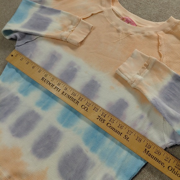 Simply Southern Womens XL Long Sleeve Waffle Henley Tie Dye Coastal Hippie Boho - Picture 5 of 12